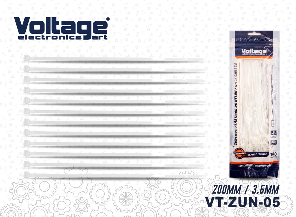 TIRRAP 3.6X200 BLANCO 100PCS/SET