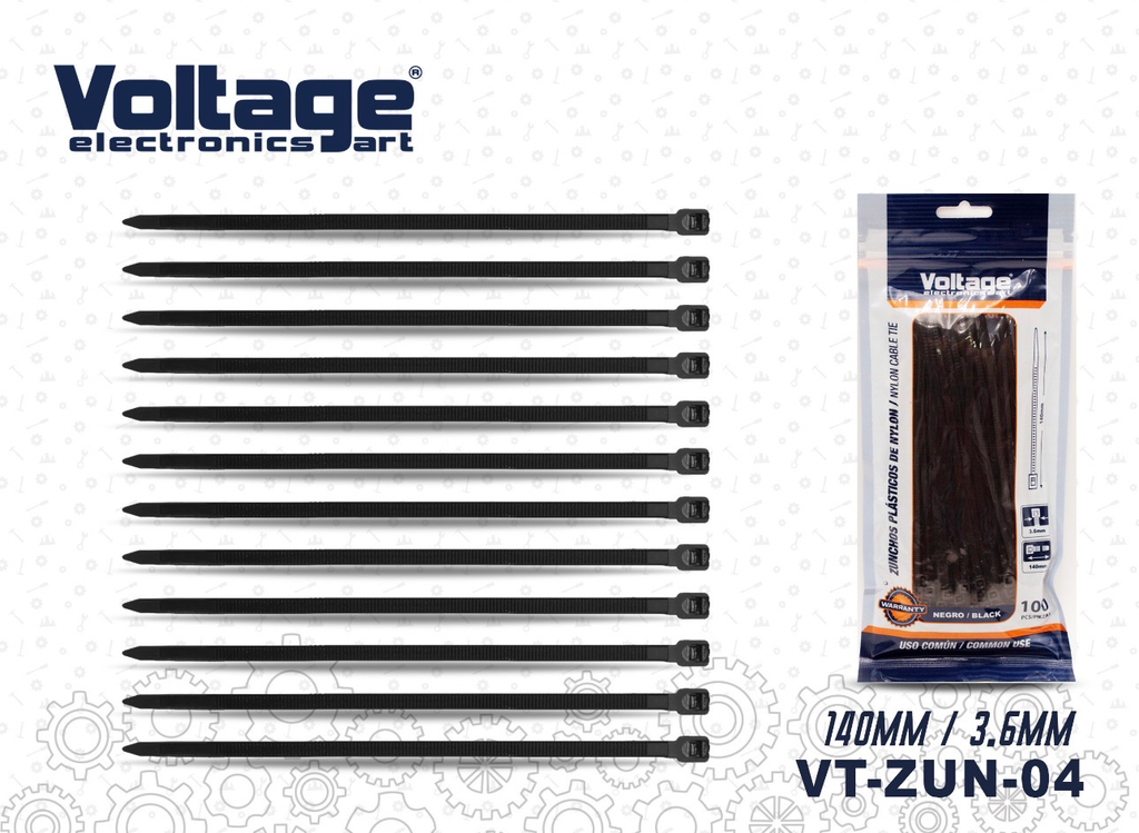TIRRAP 3.6X140 NEGRO 100PCS/SET